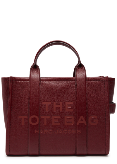 Shop Marc Jacobs The Tote Medium Leather Tote In Burgundy