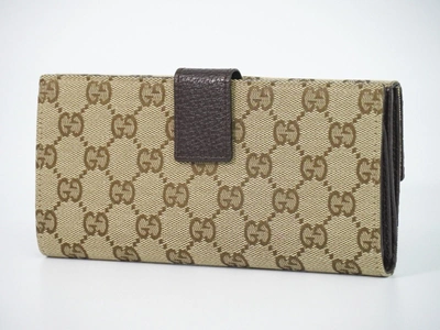 Shop Gucci Beige Canvas Wallet  ()