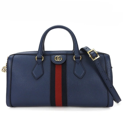 Shop Gucci Ophidia Blue Leather Travel Bag ()