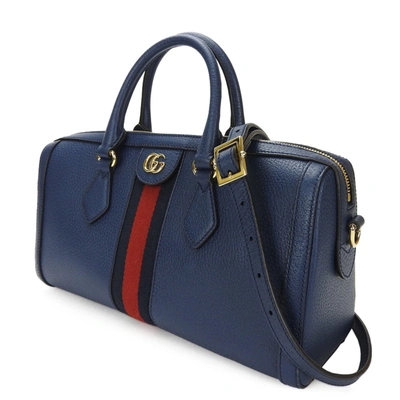 Shop Gucci Ophidia Blue Leather Travel Bag ()