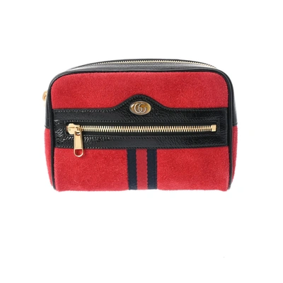 Shop Gucci Red Suede Shoulder Bag ()