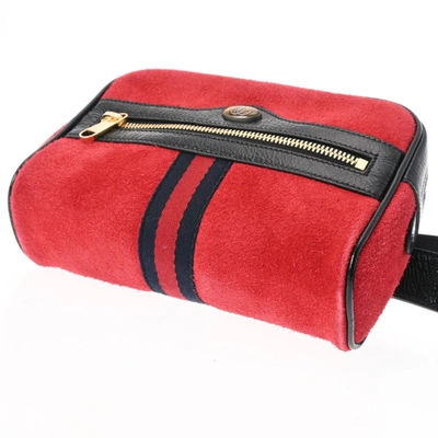 Shop Gucci Red Suede Shoulder Bag ()
