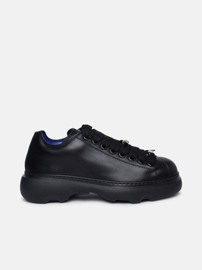 Shop Burberry 'ranger' Black Leather Sneakers