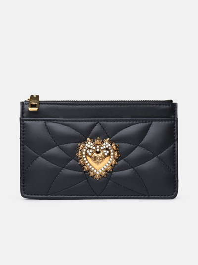 Shop Dolce & Gabbana Medium 'devotion' Card Holder In Black Lamb And Calf Leather