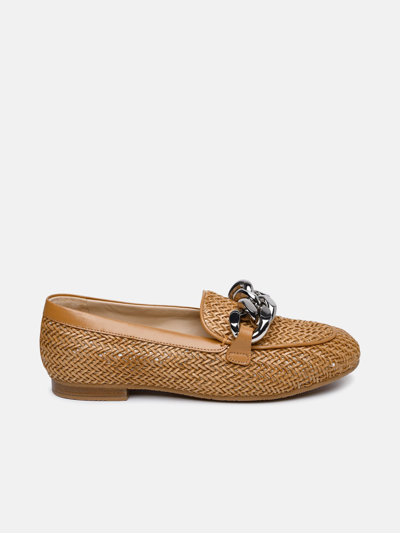 Shop Casadei 'hanoi' Natural Vegan Leather Loafers In Brown