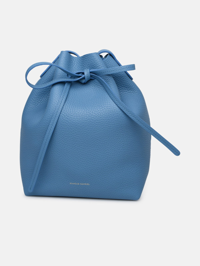 Shop Mansur Gavriel Lago Leather Mini Bucket Bag In Blue