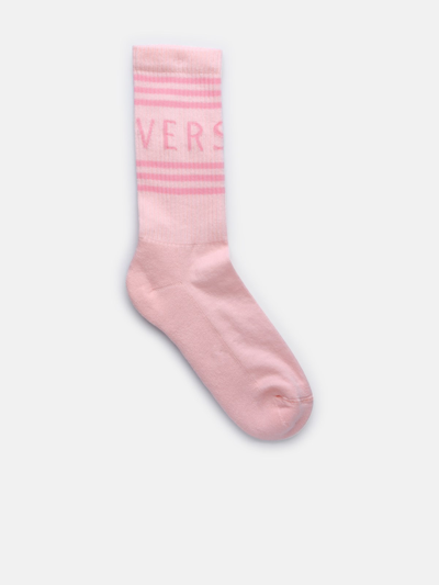 Shop Versace Pink Organic Cotton Socks