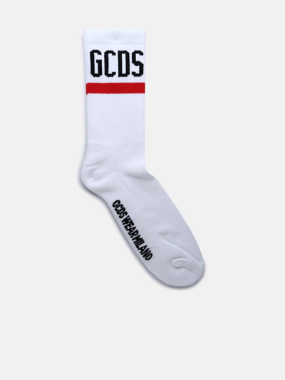Shop Gcds White Cotton Blend Socks In Red