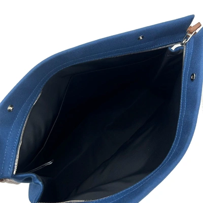 Shop Hermes Hermès Blue Canvas Clutch Bag ()
