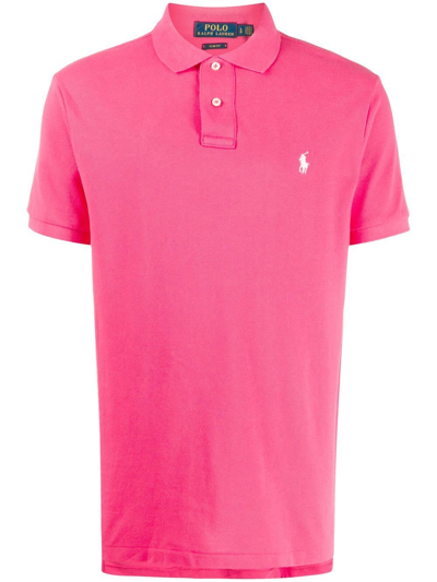 Polo Ralph Lauren Classic Cotton Polo Shirt With Embroidered Logo In Pink & Purple