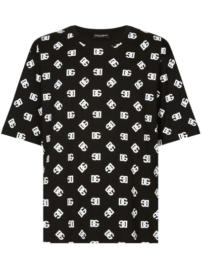 Shop Dolce & Gabbana T-shirt Stampa Dg Monogram In Black