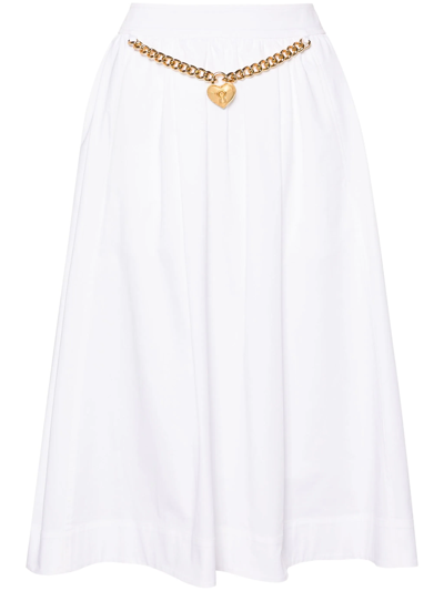 Shop Moschino Midi Skirt With Gathers In White