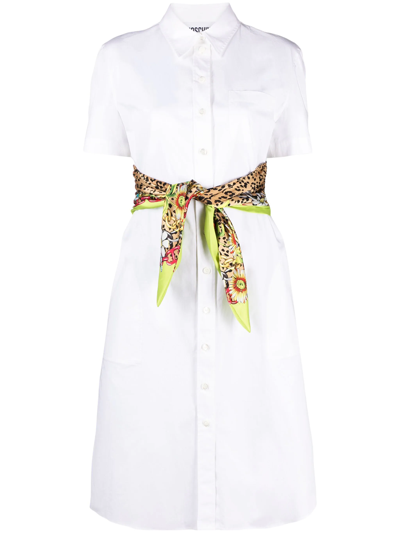 Shop Moschino Midi Shirt Dress In White