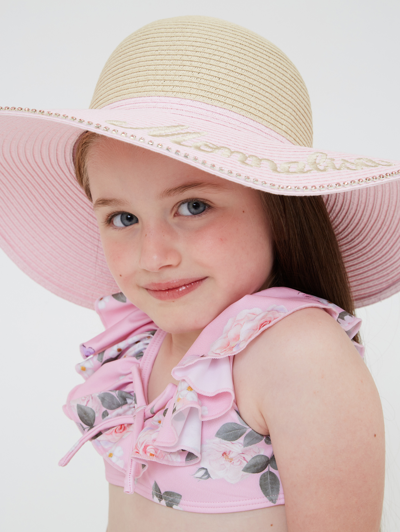 Monnalisa Hat With Chain In Rosa Fairy Tale