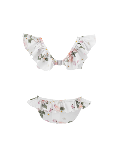Monnalisa Flower Two-piece Swimsuit In White