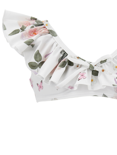 Monnalisa Flower Two-piece Swimsuit In White