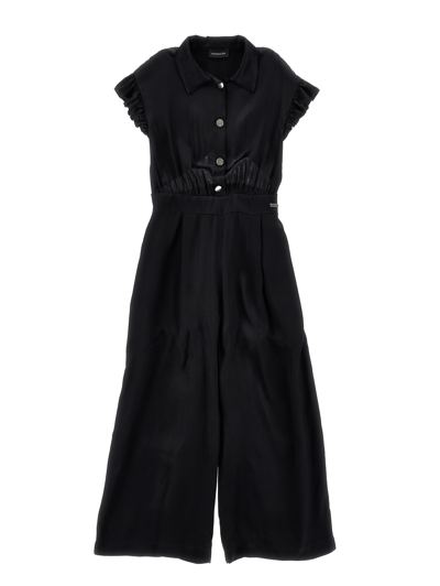 Shop Monnalisa Satin Jumpsuit In Black