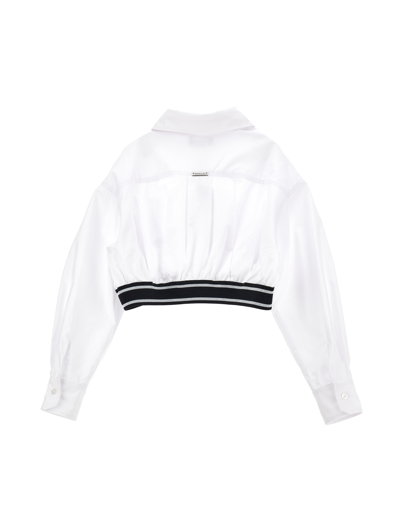 Monnalisa Bomber Jacket-effect Cotton Shirt In White