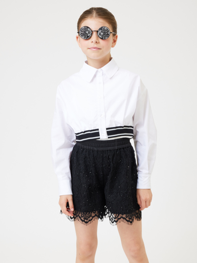 Monnalisa Bomber Jacket-effect Cotton Shirt In White