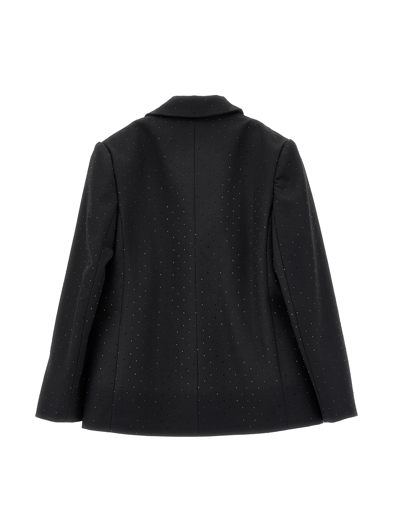 Monnalisa Viscose Blazer With Rhinestones In Black