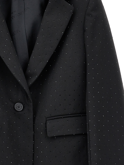 Monnalisa Viscose Blazer With Rhinestones In Black