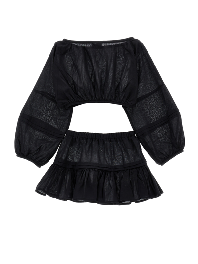 Monnalisa Muslin Beach Set In Black