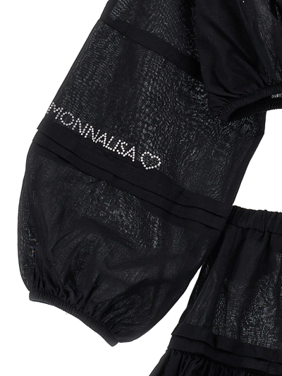 Monnalisa Muslin Beach Set In Black