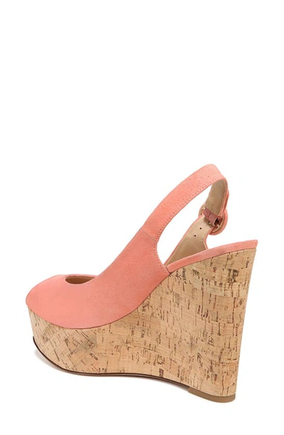 Shop Veronica Beard Dali Peep Toe Platform Wedge Sandal In Peach- Fa