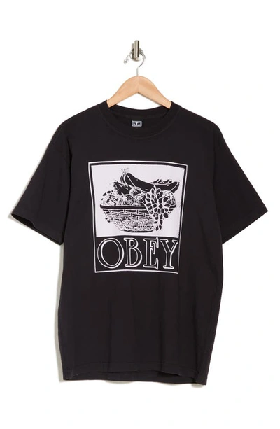 Shop Obey Fruit Basket Graphic T-shirt In Off Black