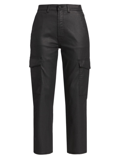Shop 7 For All Mankind Women's Logan Crop Cargo Pants In Coated Black