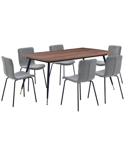 Armen Living Messina And Gillian 7pc Rectangular Dining Set In Charcoal