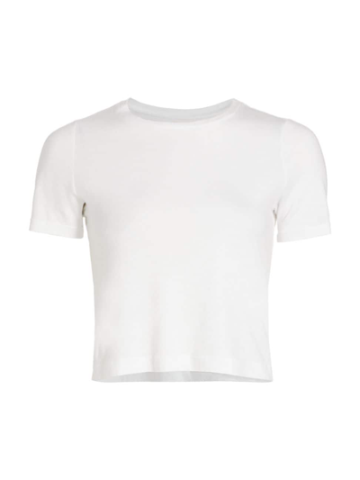 Shop L Agence Women's Donna Cotton Crop T-shirt In White