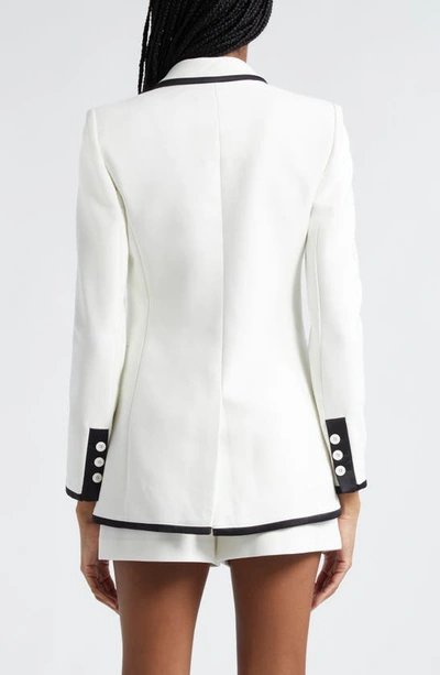 Shop Alice And Olivia Breann Contrast Trim Blazer In Off White/ Black