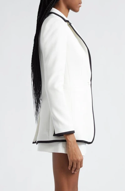 Shop Alice And Olivia Breann Contrast Trim Blazer In Off White/ Black