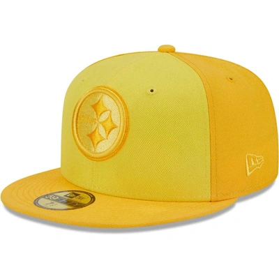 Shop New Era Gold Pittsburgh Steelers Tri-tone 59fifty Fitted Hat