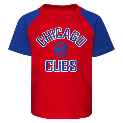 Shop Outerstuff Toddler Red/heather Gray Chicago Cubs Two-piece Groundout Baller Raglan T-shirt & Shorts Set