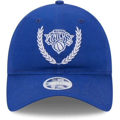 Shop New Era Blue New York Knicks Leaves 9twenty Adjustable Hat