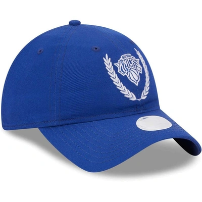 Shop New Era Blue New York Knicks Leaves 9twenty Adjustable Hat