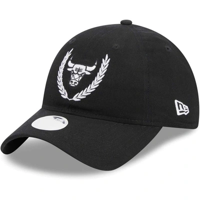 Shop New Era Black Chicago Bulls Leaves 9twenty Adjustable Hat