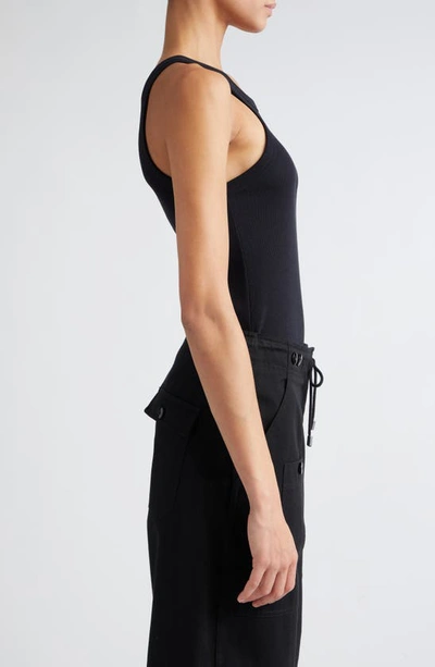 Shop Totême Toteme Espera Rib Stretch Organic Cotton Tank In Black