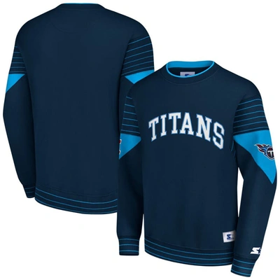 Shop Starter Navy Tennessee Titans Face-off Pullover Sweatshirt