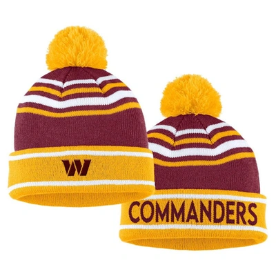 Shop Wear By Erin Andrews Burgundy Washington Commanders Colorblock Cuffed Knit Hat With Pom And Scarf Se