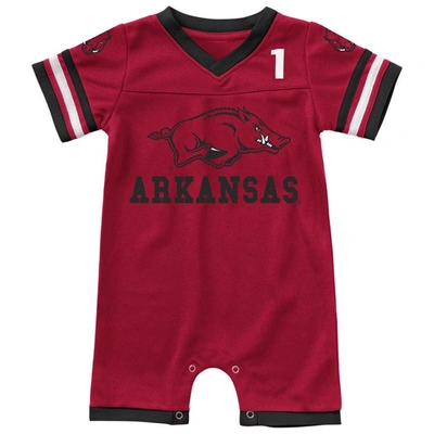Shop Colosseum Newborn & Infant  Cardinal Arkansas Razorbacks Bumpo Football Logo Romper