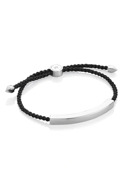 Shop Gucci Linear Friendship Bracelet In Silver/ Black
