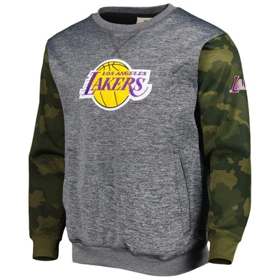 Shop Fanatics Branded Heather Charcoal Los Angeles Lakers Camo Stitched Sweatshirt