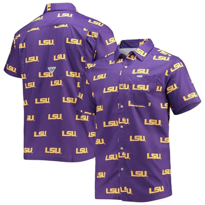 Shop Columbia Purple Lsu Tigers Super Slack Tide Omni-shade Button-up Shirt