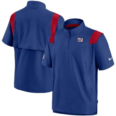Shop Nike Royal New York Giants Sideline Coaches Short Sleeve Quarter-zip Jacket