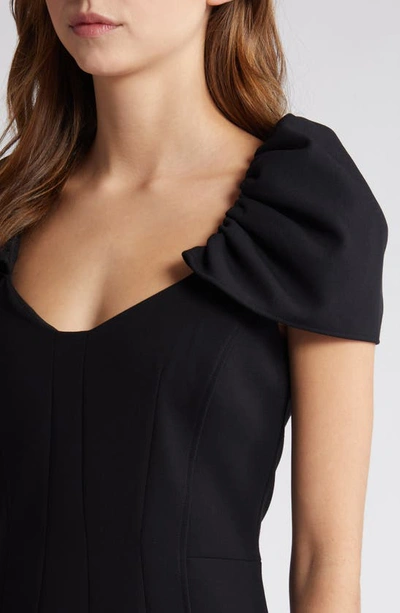 French Connection Whisper Flutter Sleeve Minidress In Blackout