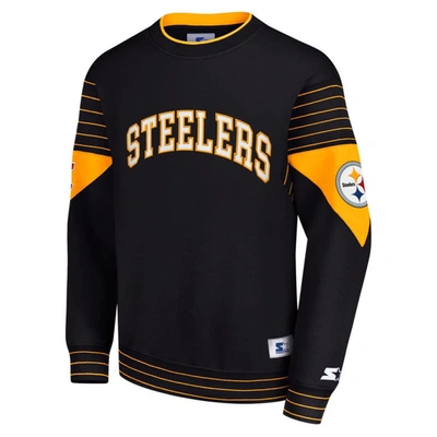 Shop Starter Black Pittsburgh Steelers Face-off Pullover Sweatshirt