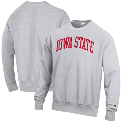 Shop Champion Heathered Gray Iowa State Cyclones Arch Reverse Weave Pullover Sweatshirt In Heather Gray